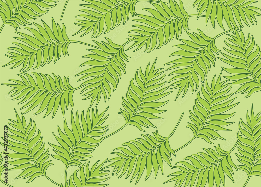 Poster minimalist background with green simple leaves pattern