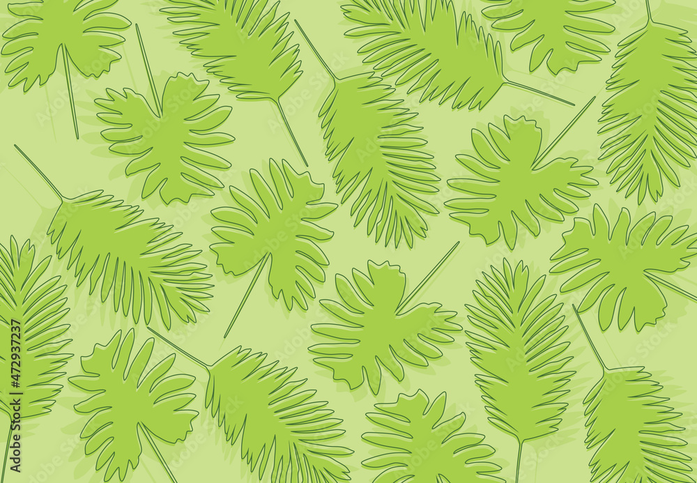 Poster minimalist background with green simple leaves pattern