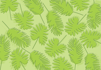 Minimalist background with green simple leaves pattern