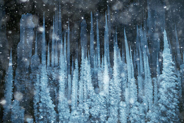 Obraz na płótnie Canvas icicles background winter seasonal frozen outdoor roof