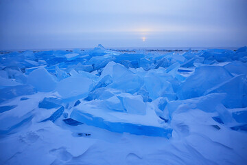 crushed blue ice hummocks baikal winter background
