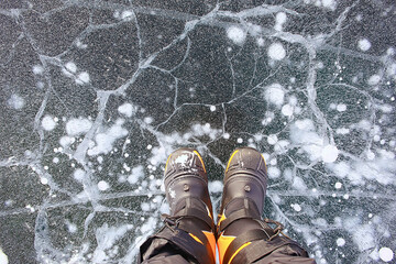 texture ice bubbles air baikal gas hydrogen sulfide nature winter background