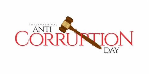 Conceptual Calligraphy of International Anti Corruption Day. Illustration of Judge Hammer.