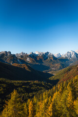 Panoramic view during an autumn trekking in the Dolomites, Italy