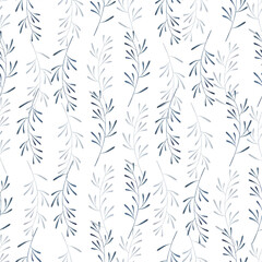 Watercolor seamless cozy pattern. Modern abstract boho blue mini leaves. Hand drawn nursery cute print. For scrapbook paper, wallpaper, wrapping paper, fabric, textile. For linens, linen.
