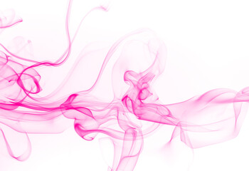 Beautiful pink smoke movement isolated on white background