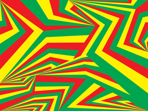 Abstract background with Jamaican and Rasta color theme irregular gradient lines pattern