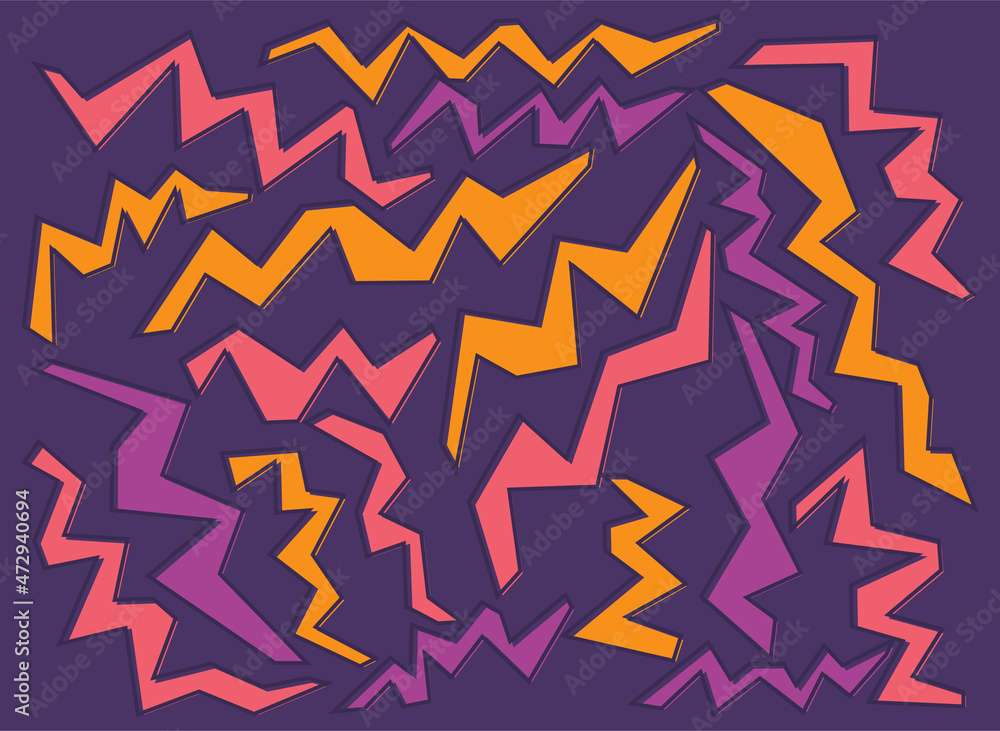 Poster simple background with colorful zigzag line pattern