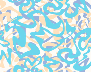 Abstract background with blue, purple, and cream waving line pattern