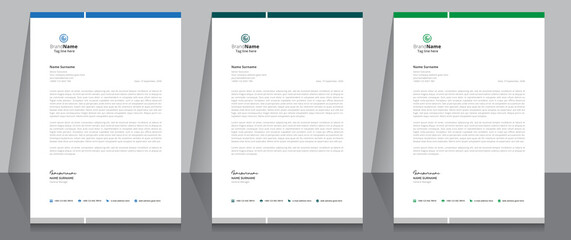 Letterhead format template, business style letterhead design template. Company letterhead template designs.