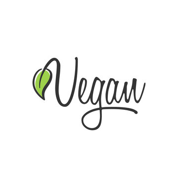 Vegan logo vector lettering sign Illustration