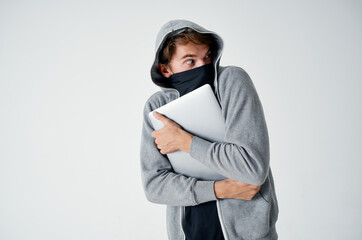 hacker crime anonymity caution balaclava isolated background