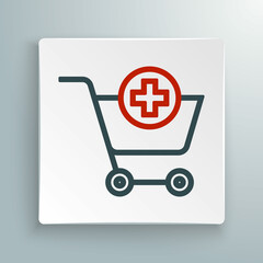 Line Add to Shopping cart icon isolated on white background. Online buying concept. Delivery service sign. Supermarket basket symbol. Colorful outline concept. Vector
