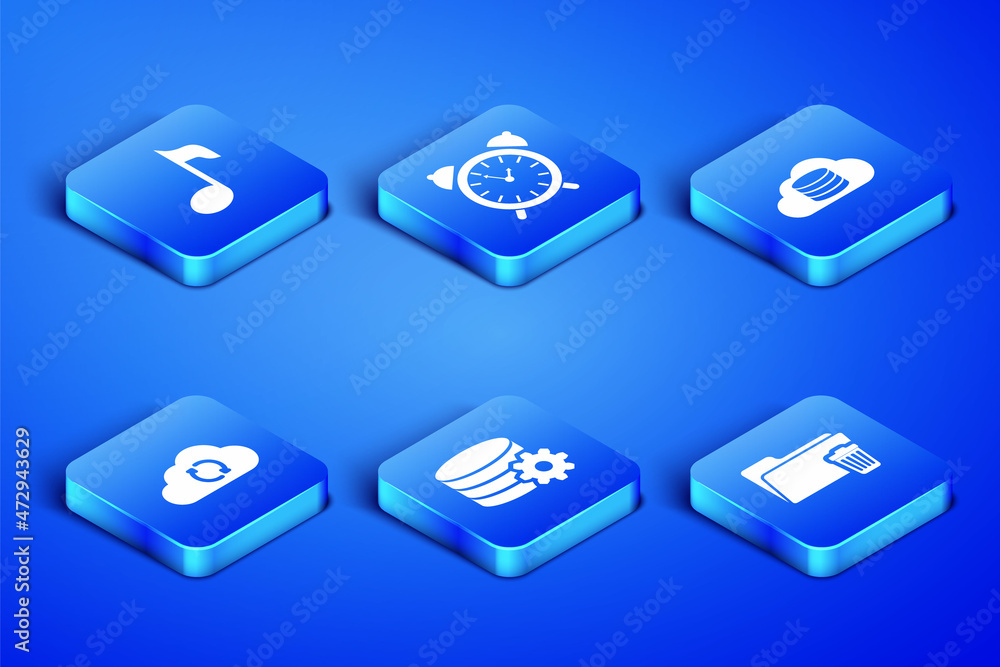 Poster set delete folder, music note, tone, setting database server, cloud sync refresh, alarm clock and ic