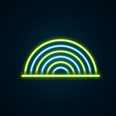 Glowing neon line Rainbow icon isolated on black background. Happy Saint Patricks day. National Irish holiday. Colorful outline concept. Vector