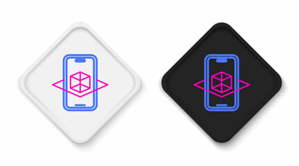 Line 3d modeling icon isolated on white background. Augmented reality or virtual reality. Colorful outline concept. Vector