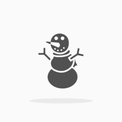 Snowman icon. Solid or glyph style. Vector illustration. Enjoy this icon for your project.