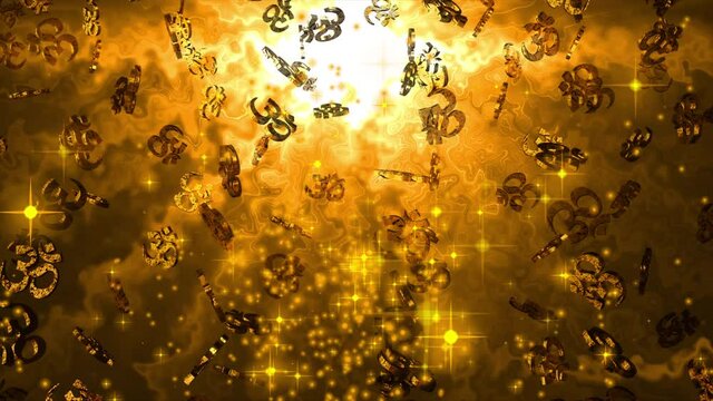3D Om symbol golden color hovering
