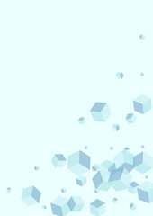 Sky Blue Polygon Background Blue Vector. Square Light Design. Gray Box Graphic Texture. Toy Card. Grey Shape Cube.