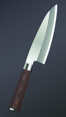 realistic kitchen knife isolated on black, Vector illustration, chef knife, Cutlery icon set