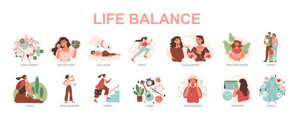 Life Balance Color Set - obrazy, fototapety, plakaty
