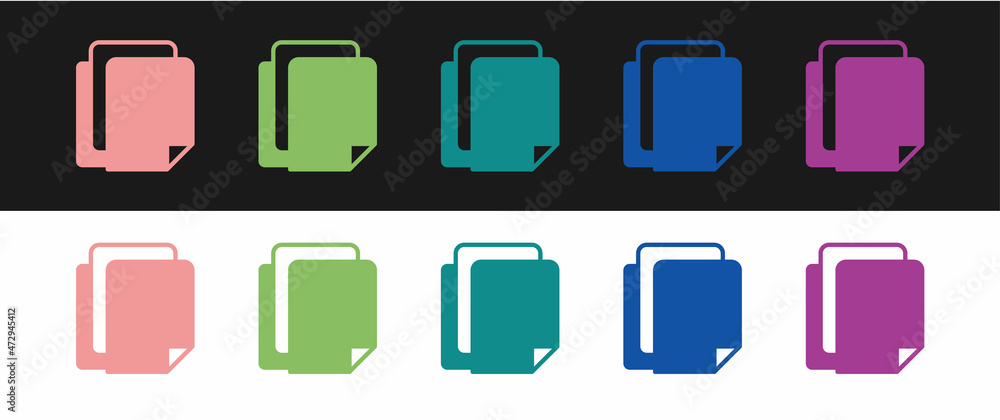 Poster set file document icon isolated on black and white background. checklist icon. business concept. vec