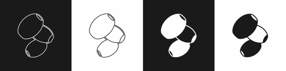 Set Olives icon isolated on black and white background. Vector