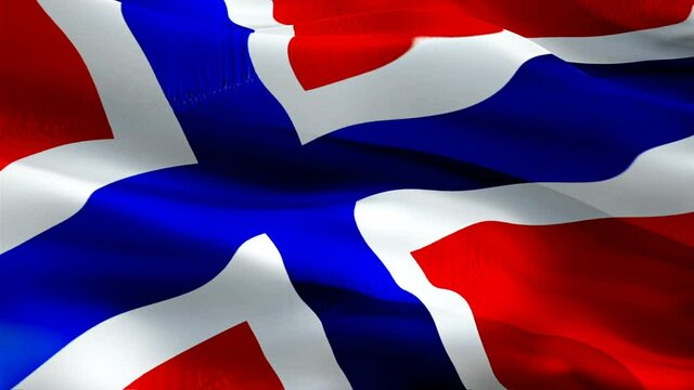 Norwegian flag. 3d Norway sign waving video. Flag of Norway holiday seamless loop animation. Norwegian flag silk HD resolution Background. Norway flag Closeup 1080p HD video for Independence Day,Victo