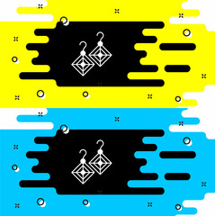 White Earrings icon isolated on black background. Jewelry accessories. Vector