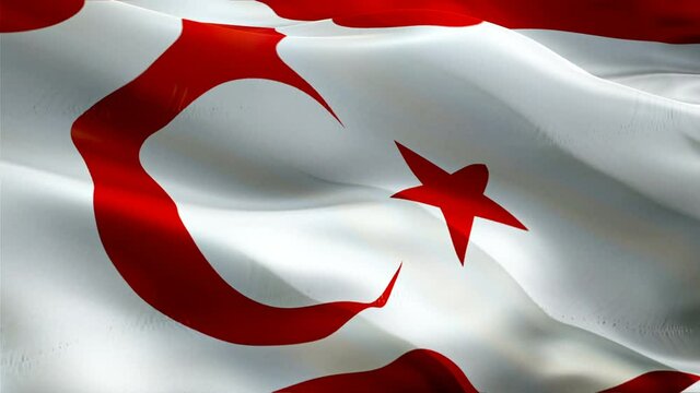 Northern Cyprus flag video. National 3d Turkish Cyprus Flag Slow Motion video. Northern Cyprus tourism Flag Blowing Close Up. Turkish Cyprus Flags Motion Loop HD resolution Background Closeup 1080p Fu