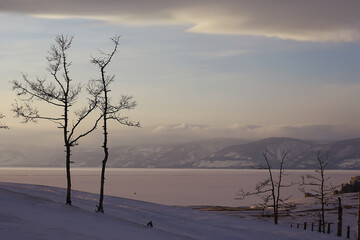 winter landscape olkhon island, lake baikal travel russia