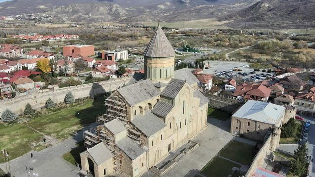 Svetitskhoveli Cathedral and surrounding Mtskheta rooftops
