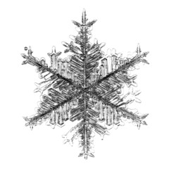 snowflake isolated object on white background natural photo crystal