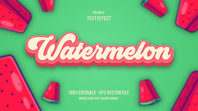 Watermelon Cartoon editable text effect