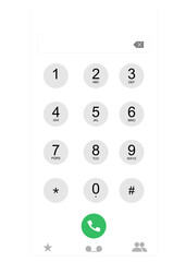 Mobile phone numbers panel, cell phones digital dialing communication screen. Smartphone dial keypad design. Vector flat illustration