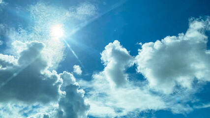 sun and cloud with blue sky in sunny day