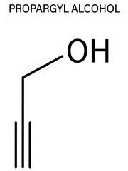 Propargyl alcohol molecule. Skeletal formula.	