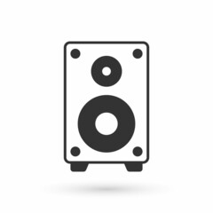 Grey Stereo speaker icon isolated on white background. Sound system speakers. Music icon. Musical column speaker bass equipment. Vector