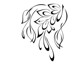 ornament 2091. stylized ornate stem with decorative flower, leaves and curls. graphic decor