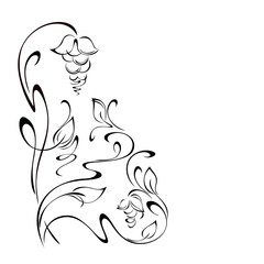 ornament 2093. stylized ornate stems with decorative flowers, leaves and curls. graphic decor