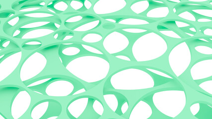 Green planes with holes at different levels. Decorative wallpaper