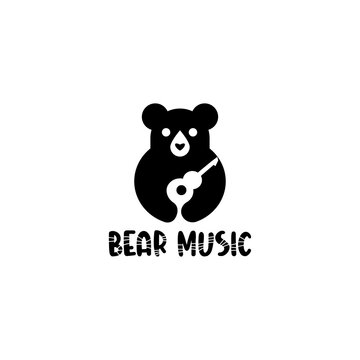 bear music logo guitar illustration vector design