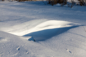 snowdrifts after snowfall in winter