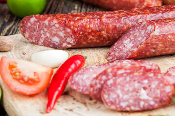 meat products in the form of sausage with lard