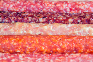 meat products in the form of sausage with lard