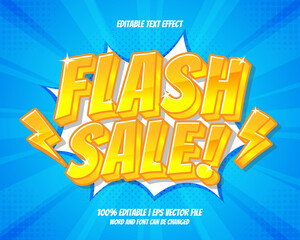 Flash sale bubble 3d cartoon comic style editable text effect