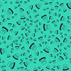 Black Thimble for sewing icon isolated seamless pattern on green background. Vector