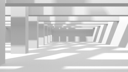 Illuminated corridor interior design. Empty Room Interior Background