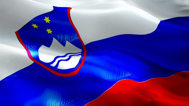 Slovenia flag video. National 3d Slovenian Flag Slow Motion video. Slovenia tourism Flag Blowing Close Up. Slovenian Flags Motion Loop HD resolution Background Closeup 1080p Full HD video flags waving