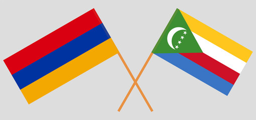 Crossed flags of Armenia and the Comoros. Official colors. Correct proportion